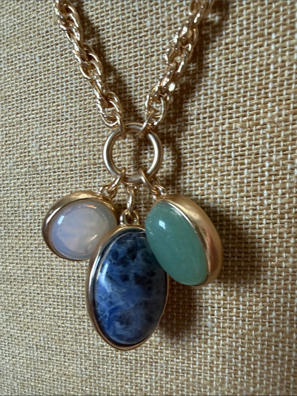 Gold-Tone Convertible Triple Stone Pendant Necklace - NWOT - Picture 5 of 7